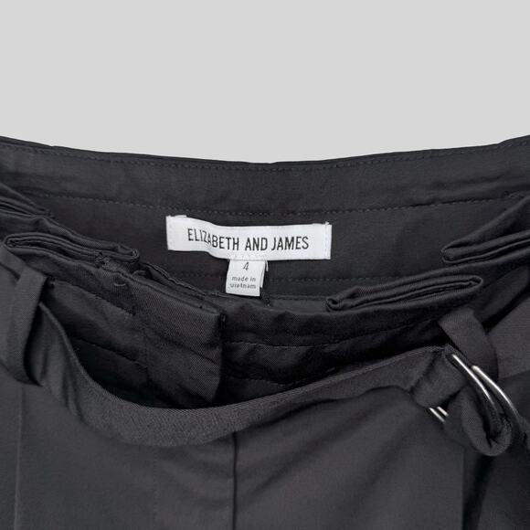 Elizabeth & James Belted Paperbag Black Pants - Picture 6 of 7